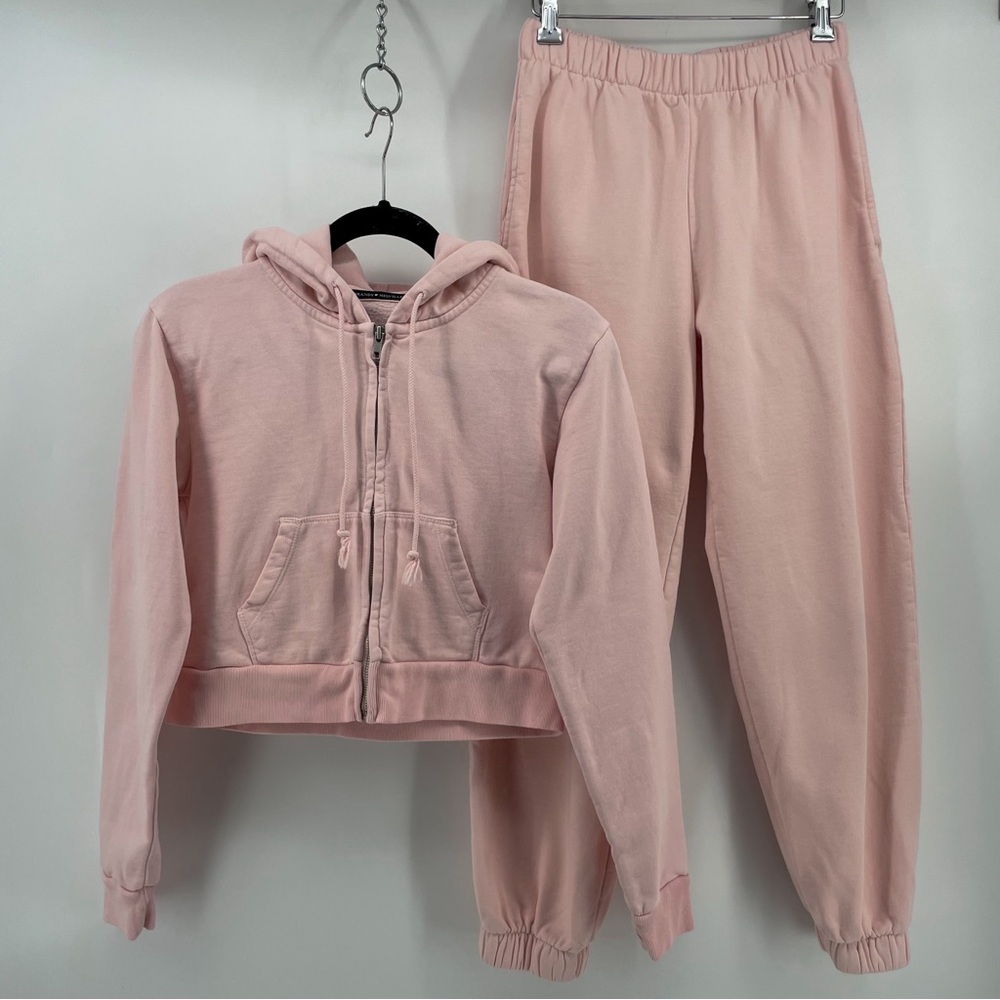 Brandy Melville Matching Loungewear Coord Set Light Pink Cotton Blend